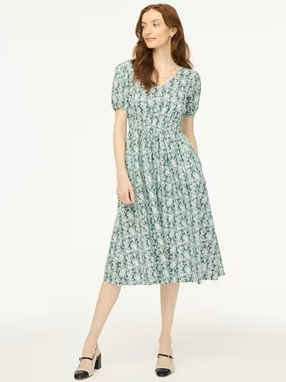 BNWT J. Crew Smocked Waist Poplin Midi Dress